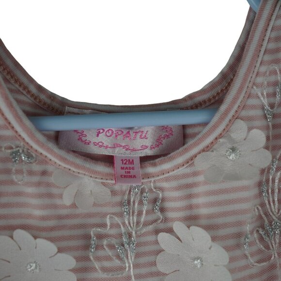 NWOT Popatu Baby Girls Tulle Dress 12M Floral Striped‎ Cotton & Polyester - Picture 4 of 7
